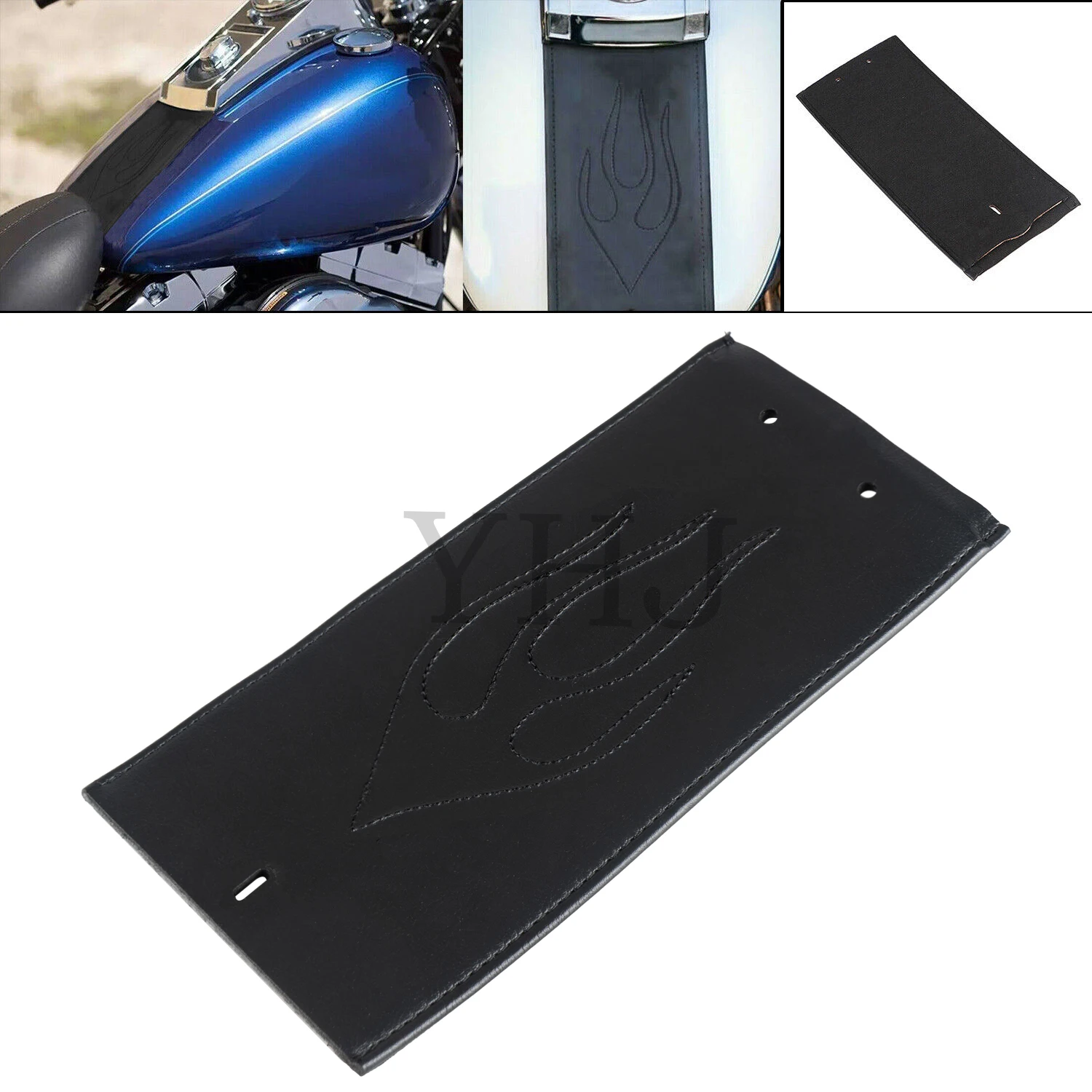 PU Leather Gas Fuel Tank Panel Bib For Harley Fat Boy FLSTFI Dyna Wide Glide FXDWG 1993-2003 Softail Deluxe FXSB 2000-2017 Black