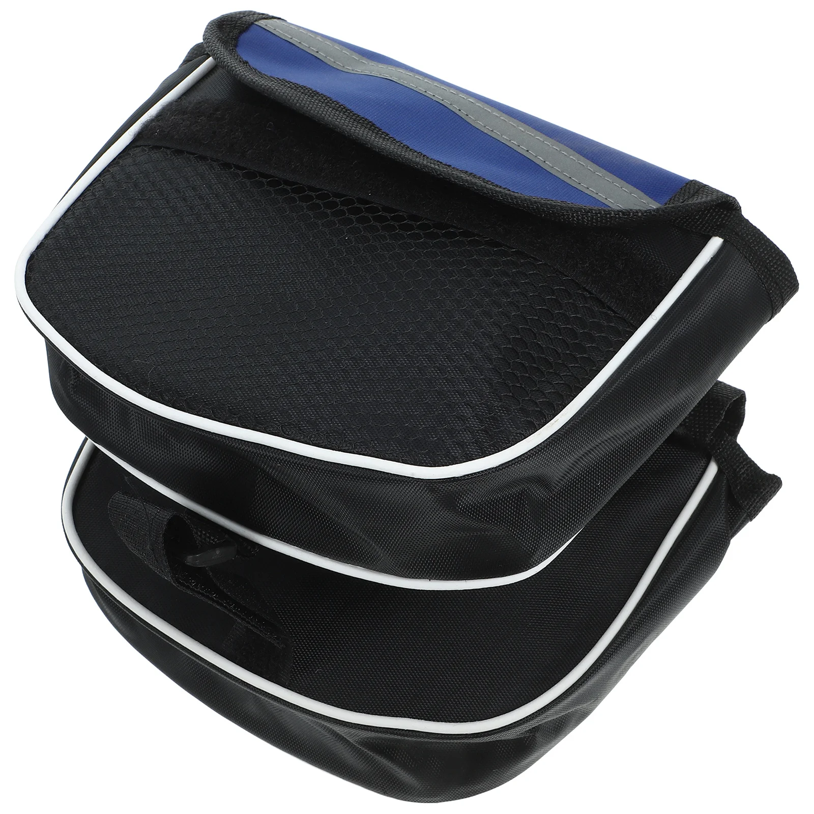 

Cycling Bike Handlebar Bag Blue Reflective Road Bike Bag Lightweight Durable Spacious Three Pockets for Night Riding