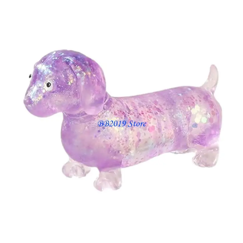 Q0KB Elastic TPR Dachshund Puppy Calming Toy Portable Handheld Stress Reliever Toy