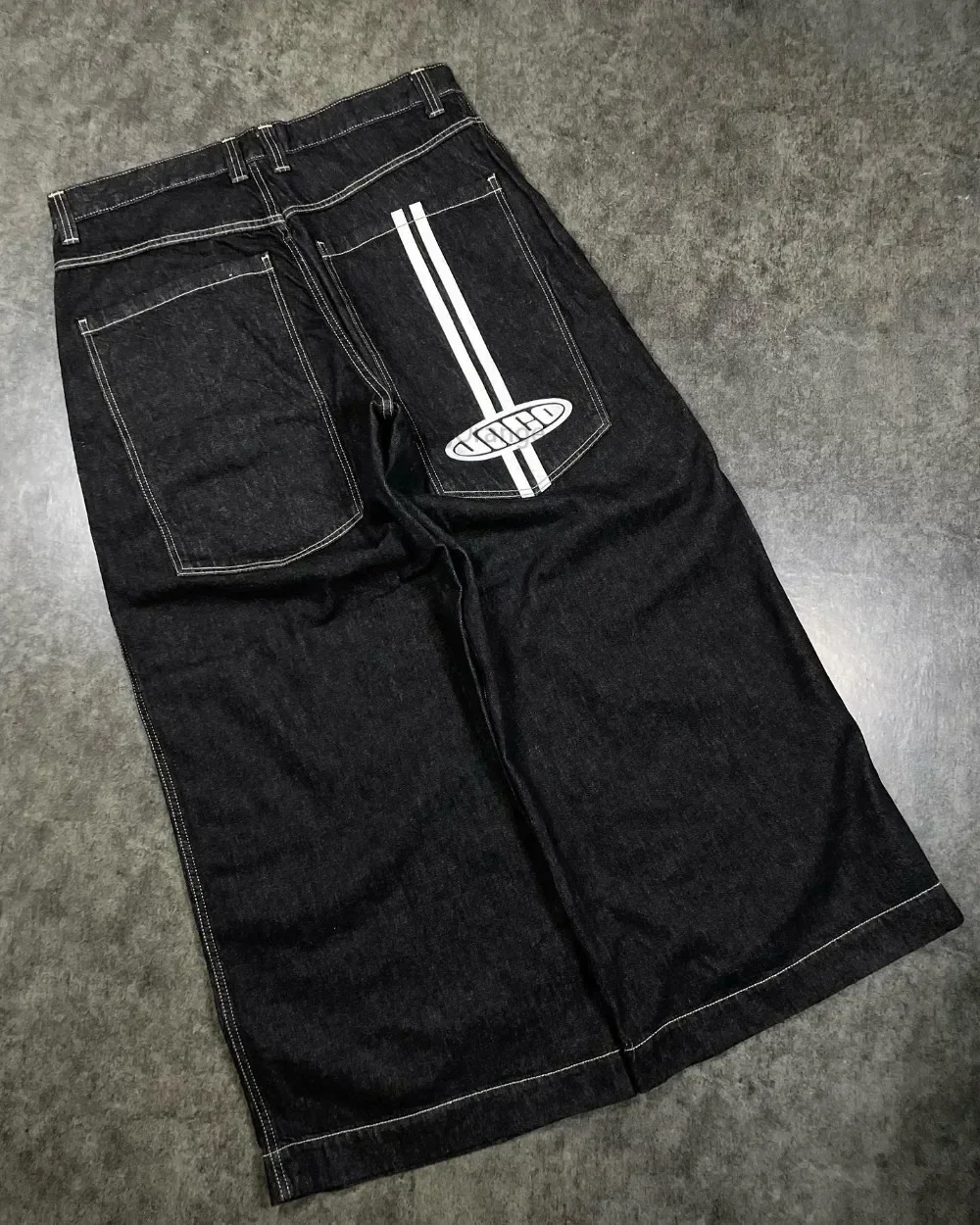 Pantalones vaqueros holgados Harajuku para hombre, ropa de calle Retro desgastada, negra, Hip Hop, rectos, de pierna ancha, gran oferta, 2024