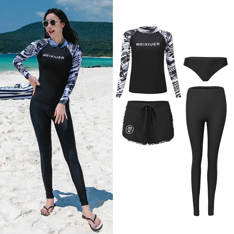 

Rash Guard for Women, Long Sleeve Swim Shirts with Boyshorts Leggings, Bikini Quick Dry Sun UV Protection Full Body Bathing Suit