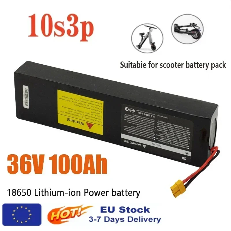 Batterie lithium-ion rechargeable 36V 10S3P 100000mAh 18650 2000W BMS intégré adapté aux scooters électriques KUGOO S1, S2, S3