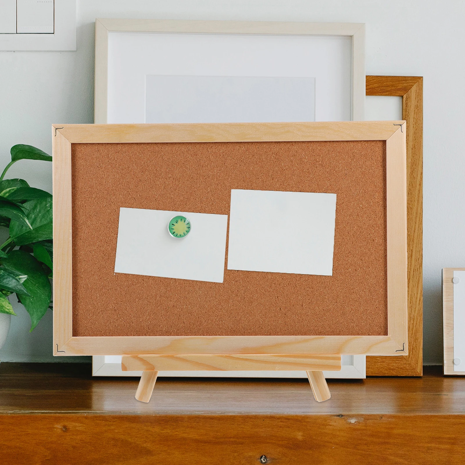 

Mini Wooden Frame Note Board Office Bulletin with Stand Pine Corkboards for Wall
