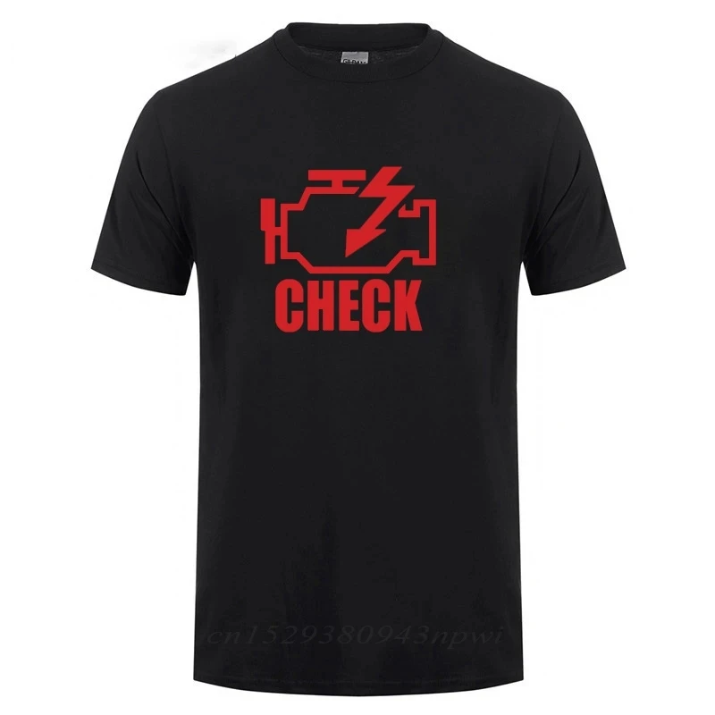 Mechanic Car repair check engine light T-shirt Fun birthday gift for man Dad Dad husband short sleeve cotton clothing