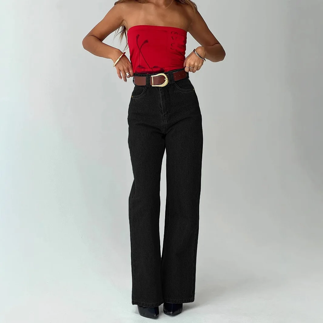 

Women's Spring Autumn Stylish Button Jeans Pants 2025 New Vintage Denim Long Vintage Trousers Woman Bottoms Clothes for Ladies