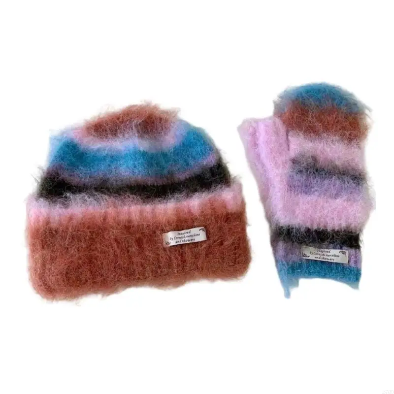 Stretchy Ribbed Stripe Pattern Hat Breathable Fabric Warm Acrylic Knitted Hat for Men Women Teens