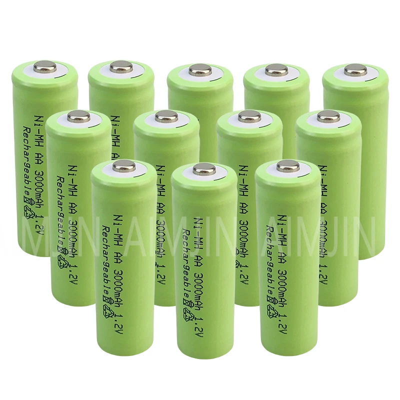 AA 1.2V 3000mAh NiMH 1.2V Rechargeable Batteries Green Battery Garden Solar Lamp LED Flashlight Lantern Lamp Torch