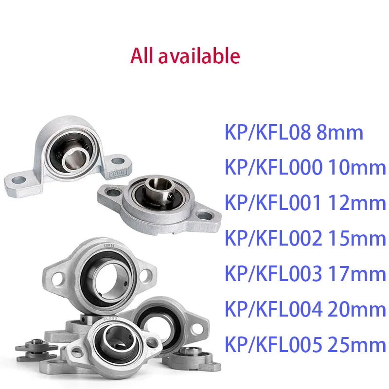 1PC KP08 KFL08 KP000 KFL000 KP001 KFL001 Kp002 Zinc Alloy Diameter 8mm To 35mm Bore Ball Bearing Pillow Block Mounted Support