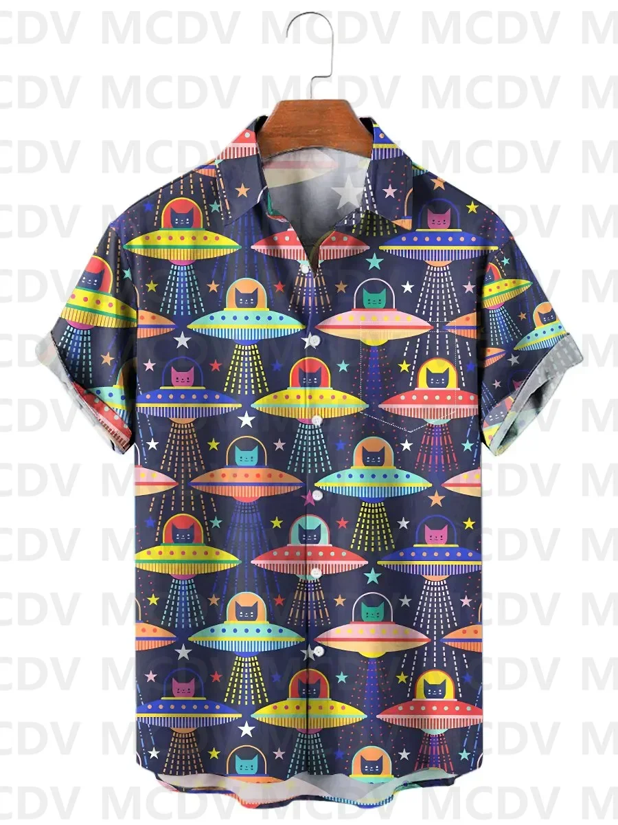 Kemeja lengan pendek pria, Hawaii, kemeja Vintage tato bahari, motif perahu dada saku lengan pendek