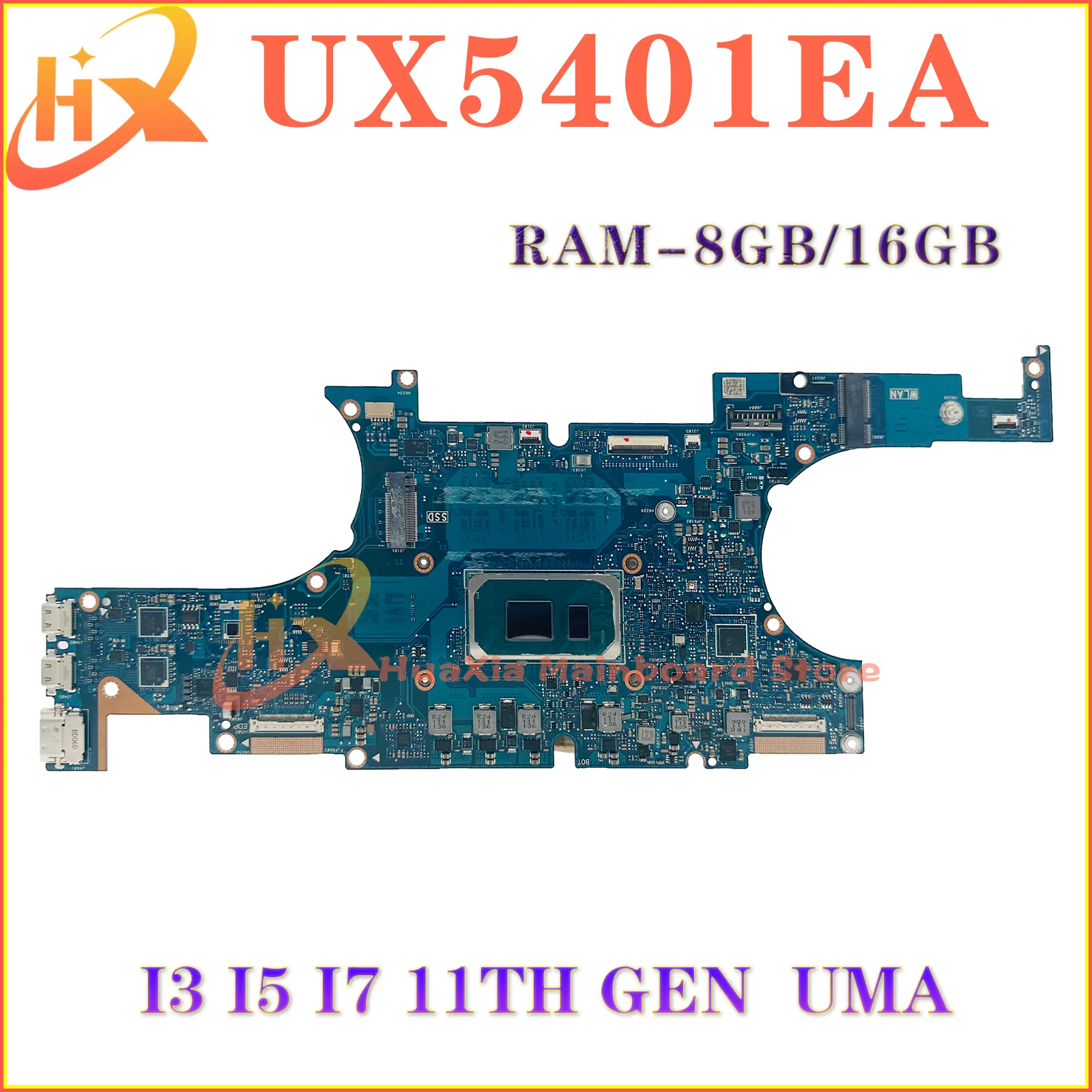 KEFU UX5401 Mainboard For ASUS UX5401EA UP5401EA BX5401EA RX5401EA Laptop Motherboard i3 i5 i7 11th Gen RAM-8GB/16GB