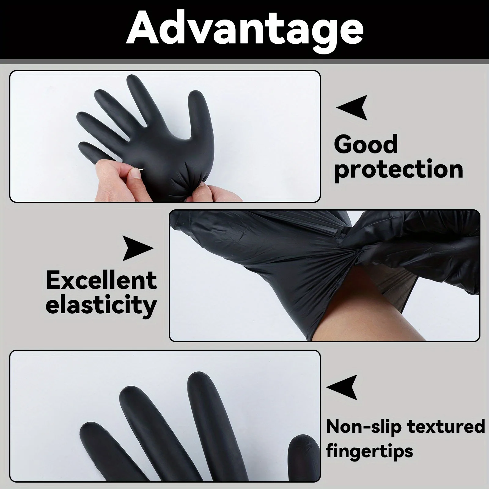 100 pcs_box  Disposable Nitrile Gloves, Powder-Free, Latex-Free, Non-Sterile, Food Safe, 6 Mil, B