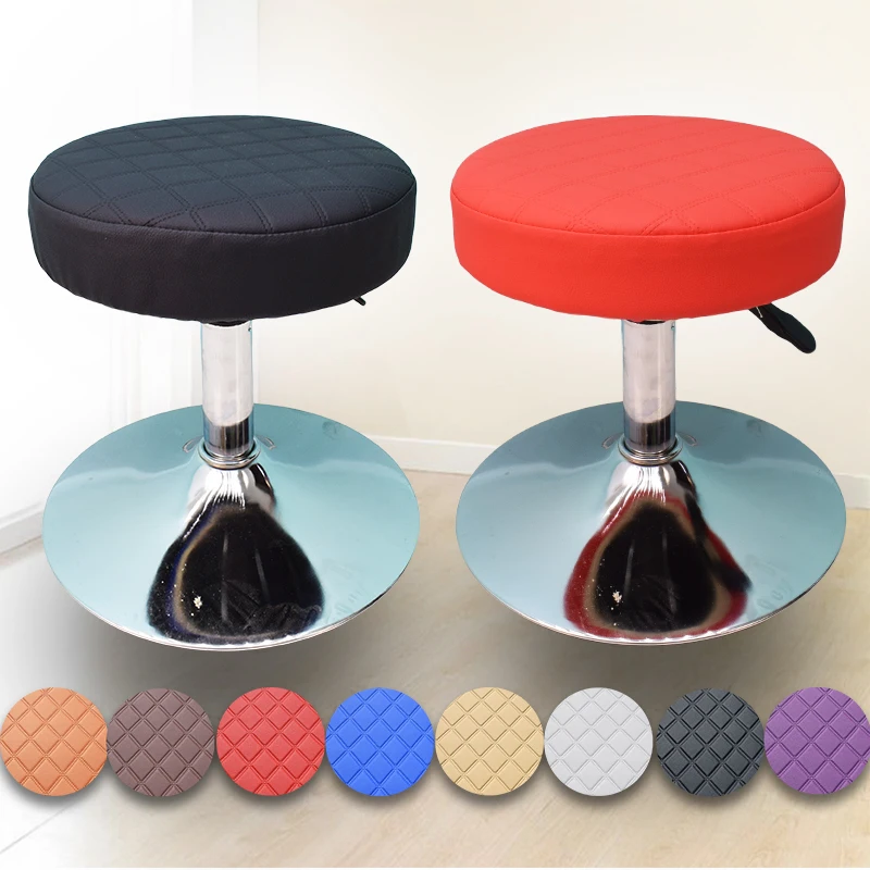 

Waterproof Pu Leather Chair Protector Elastic Bar Stool Cover Thickened Round Seat Cushion Slipcover for Kitchen Dining Room