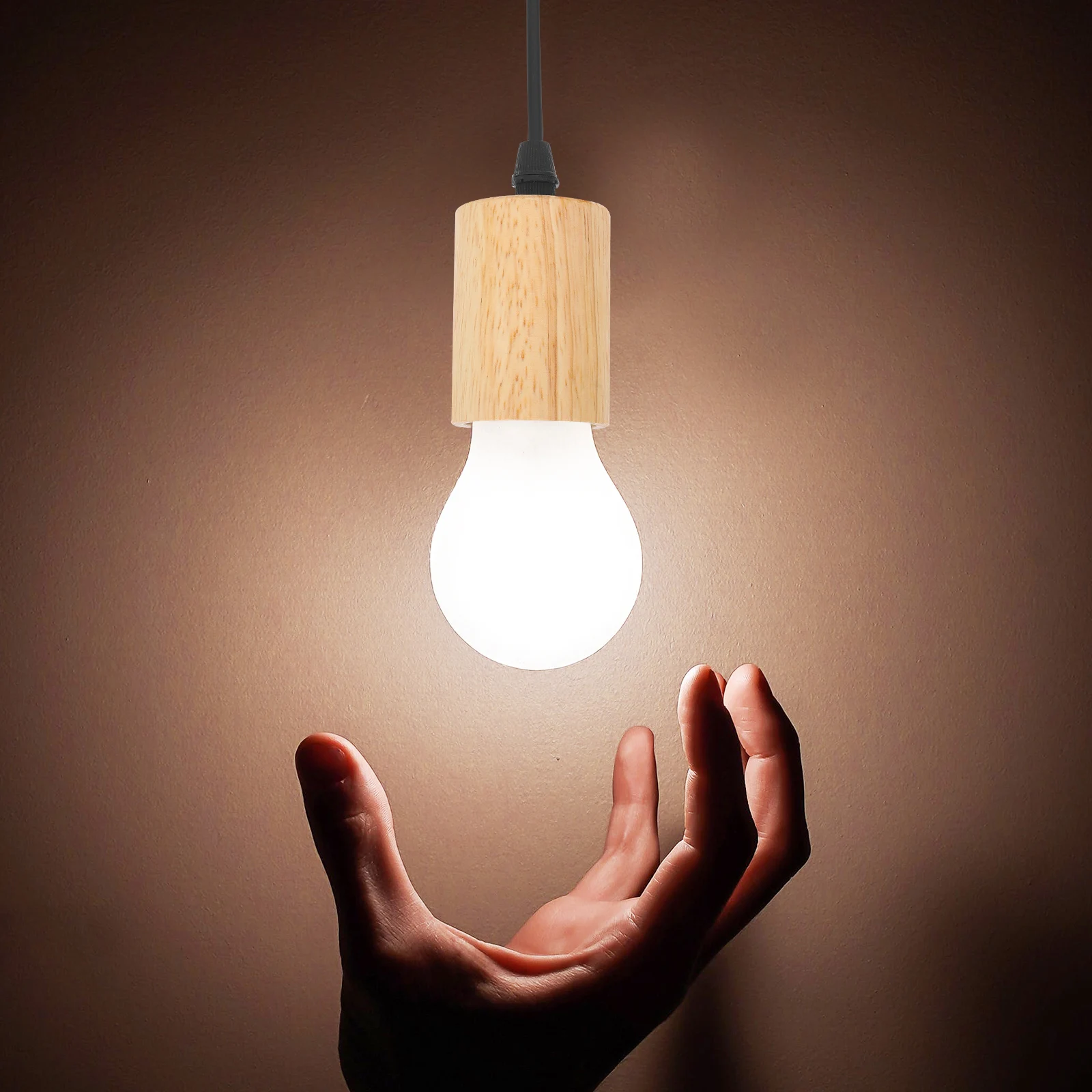 

Wooden Pendant Light Vintage Hanging Lamp Fixture For Kitchen Island Dining Room Bedroom Boho Farmhouse Ceiling Lighting