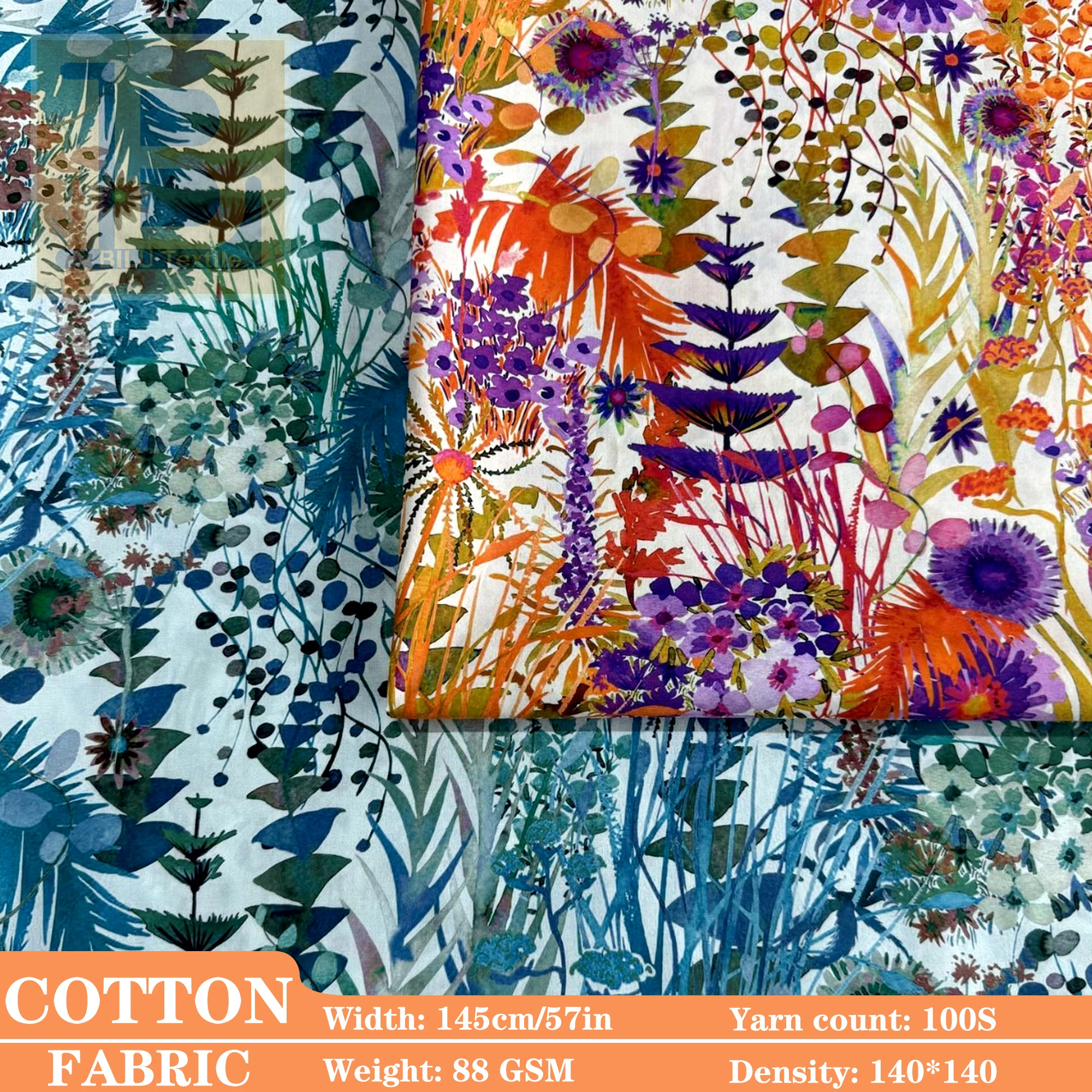 

Ткань из длинноволокнистого хлопка, Liberty Tana Lawn с принтом, для платьев, рубашек, рукоделия, дизайнерская ткань (на метры)