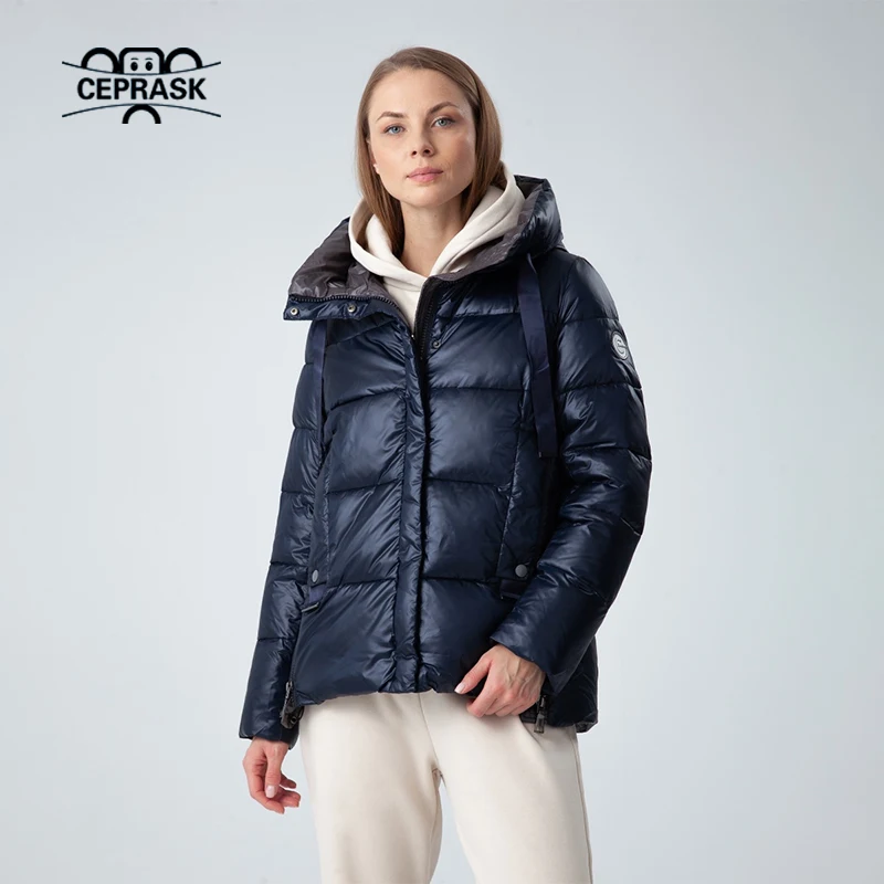 CEPRASK 2023 New Fashion Winter Down Jacket Women Warm Parka Padded Quilted Coats Female Overcoat Loose Clothing Hooded Overwear