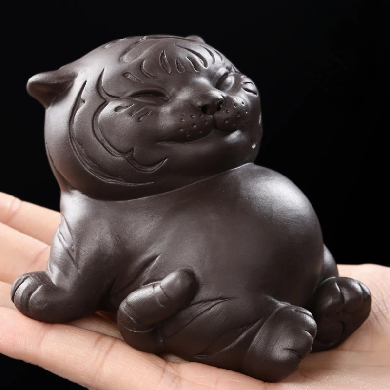 purple clay tiger tea pet zen Kung Fu  figure Tea Ceremony Accessories чайные фигуркиq handmade home ornaments