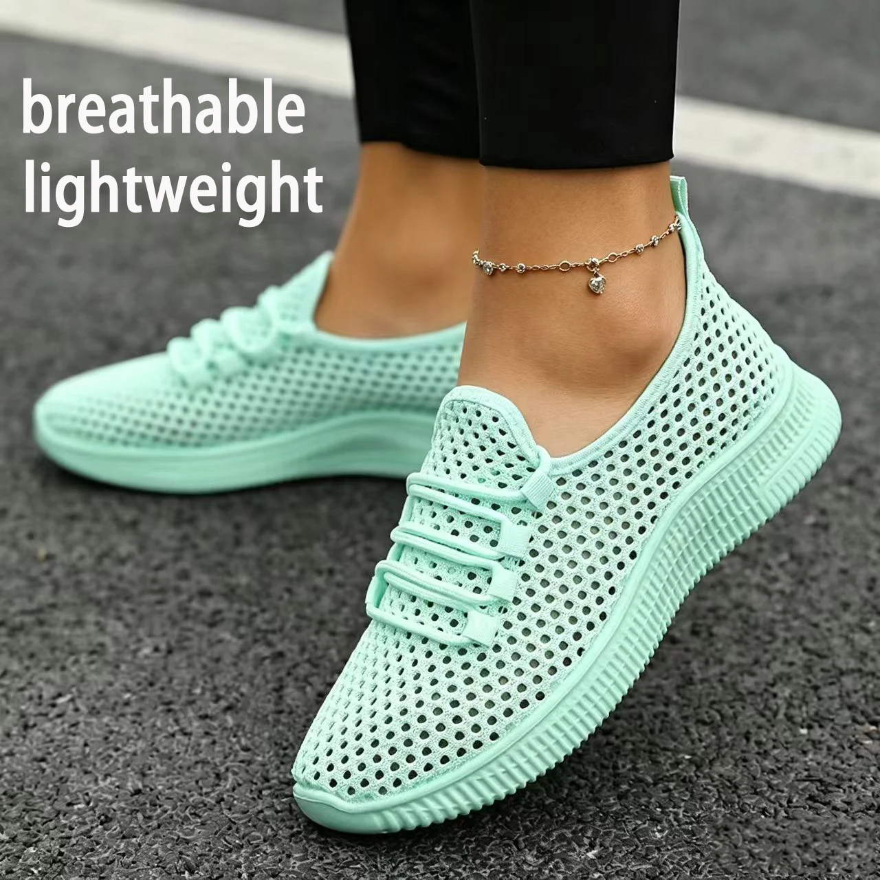 Women's Breathable Mesh Sneakers, Lightweight Slip-On Casual Shoes for Summer, Soft-Soled Non-Slip Daily Walking and Commuting Shoes