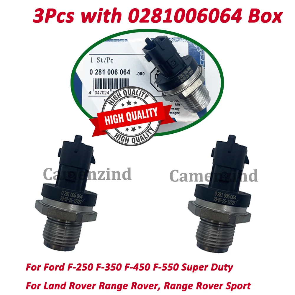 

High Quality 3PCS with 0281006064 Box Fuel Rail Injection Pressure Sensor For Jaguar Land Rover 0281006017 LR020692 281006064