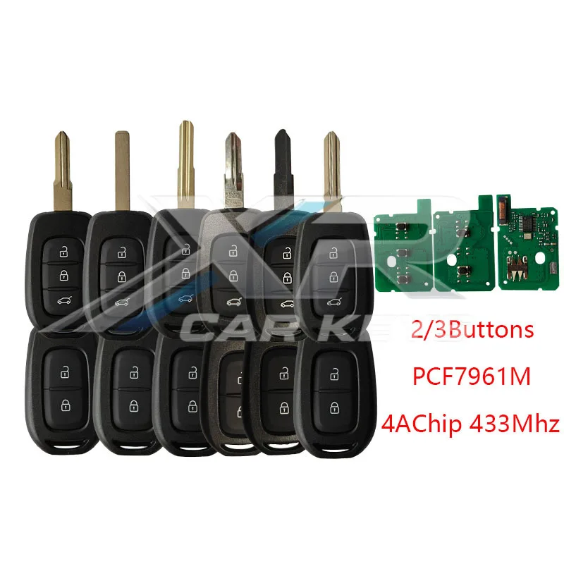 

2/3Buttons 433mhz PCF7961M 4A Chip Remote Car Key for Renault Sandero Dacia Logan Lodgy Dokker Duster Trafic Clio4 Master3