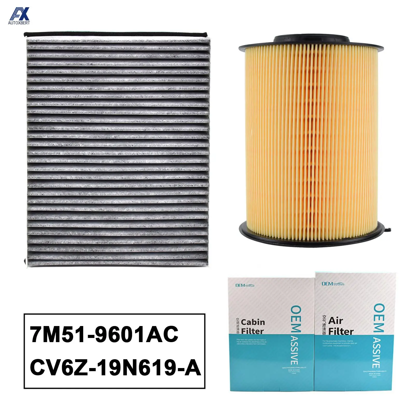 Combo Set Engine Cabin Pollen Air Filter 7M51-9601AC CV6Z-19N619-A For Ford Escape Kuga Focus MK3 Lincoln MKC 2013 - 2018 2019