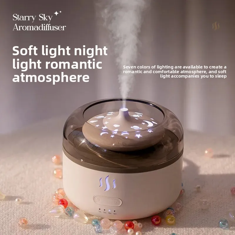 Starry Sky Mini Aroma Diffuser Large Capacity Atomizer Simulated Flame Humidifier Air Freshener for Home Desktop