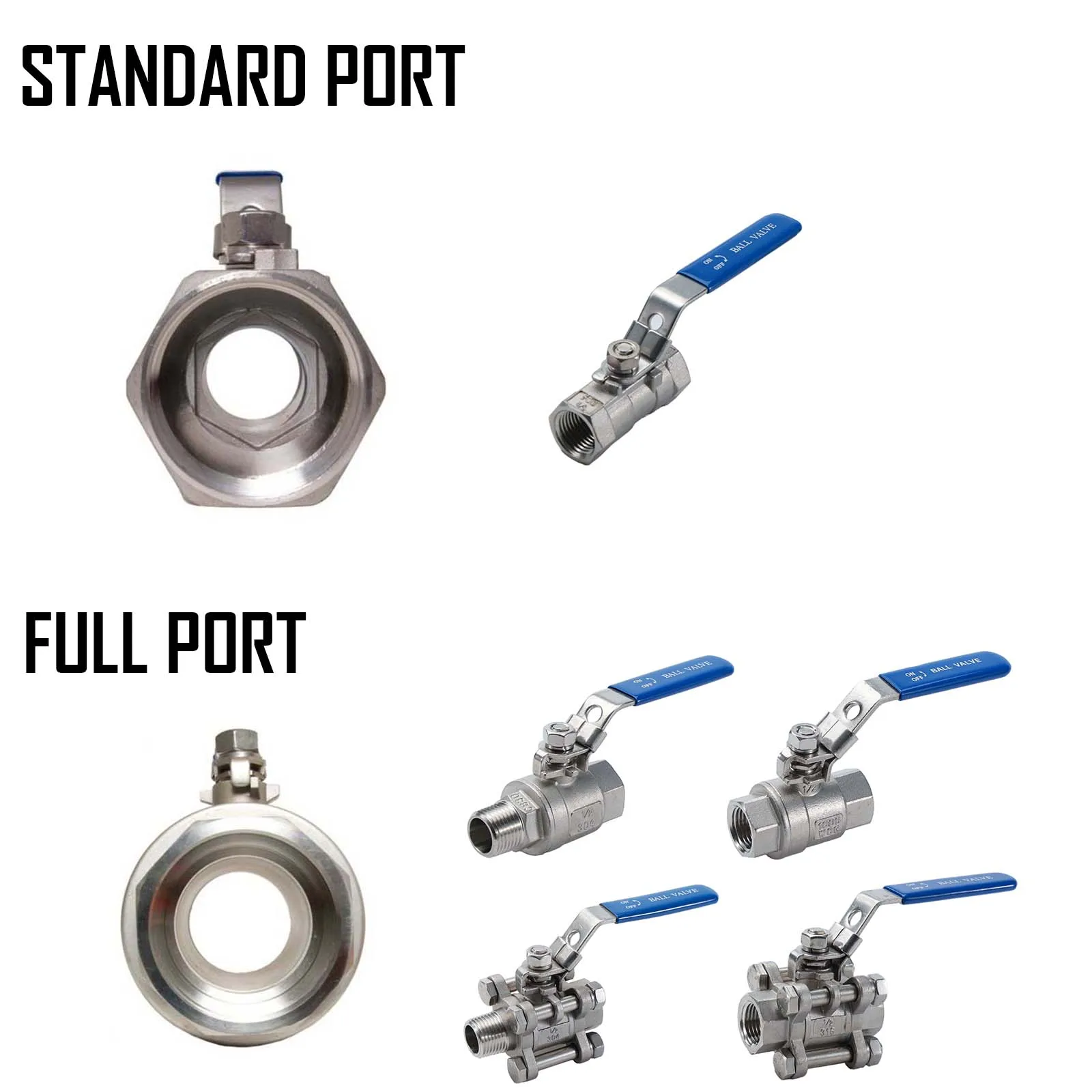 Stainless Steel Ball Valve Quarter-turn NPT Thread SUS304 SUS316 1000WOG Works for Homebrew Kettle Keg Pump Wort Chiller