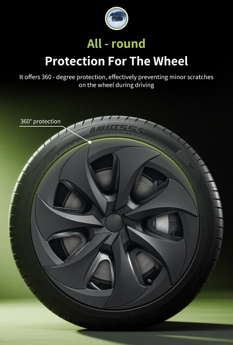 4 Stück 18" Tomahawk-Style Radkappen für Tesla Model Y Juniper Standard 2026 Radkappe Vollrandabdeckung Ersatz-Radabdeckung Zubehör – Detail 5