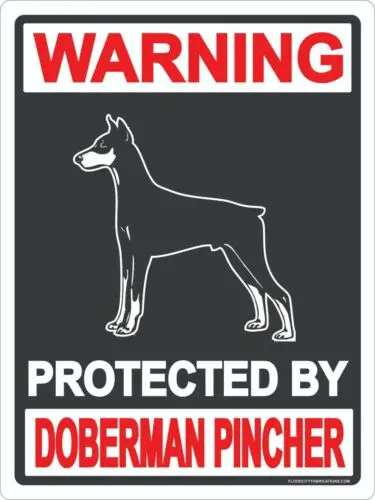 Letrero de Metal de 9"x12" con Advertencia: Protegido por Doberman Pincher