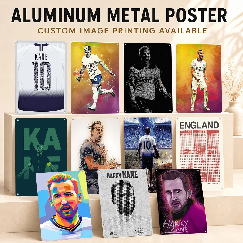 Harry Kane Aluminum Posters Customized Metal Tin Sign Dynamic Football Legend Wall Art Perfect For Home Gym Or Birthday Gift