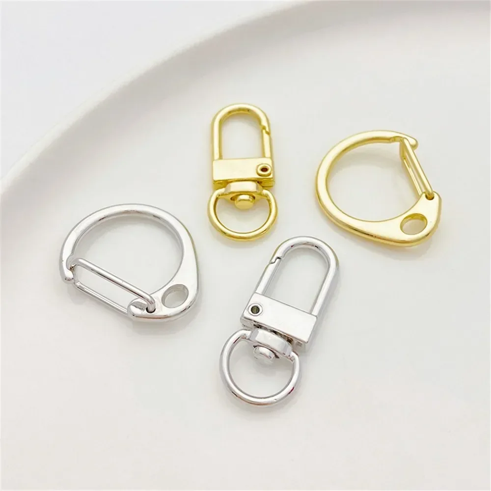 Set Tiga Buah Gantungan Kunci Putar Berwarna Berlapis Emas 14K, Gesper Pegas DIY Perhiasan Cincin Buatan Tangan, Tas, Aksesori Liontin.