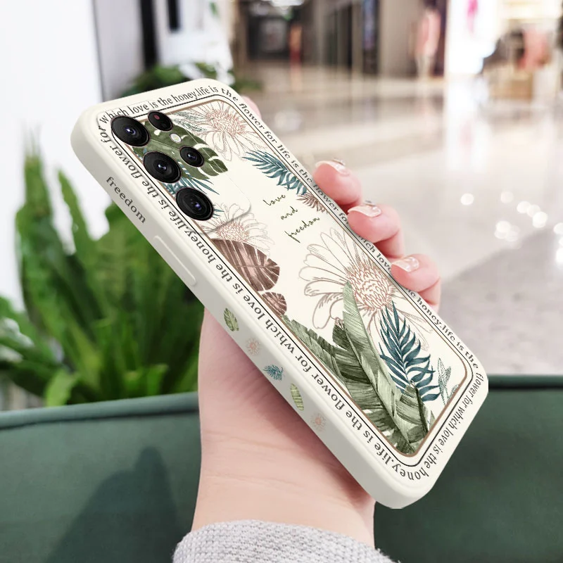 Ins Tropical Style Phone Case For Samsung Galaxy S25FE S24 S23 S22 S21 S20 Ultra Plus FE S10SNote 20 ultra 10 9 Plus Cover