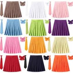 2025 Preppy Style Pleated Skirt Woman High Waist A-Line School Skater Mini Skirt Girl JK Uniform Skirt With Match Necktie Bowtie