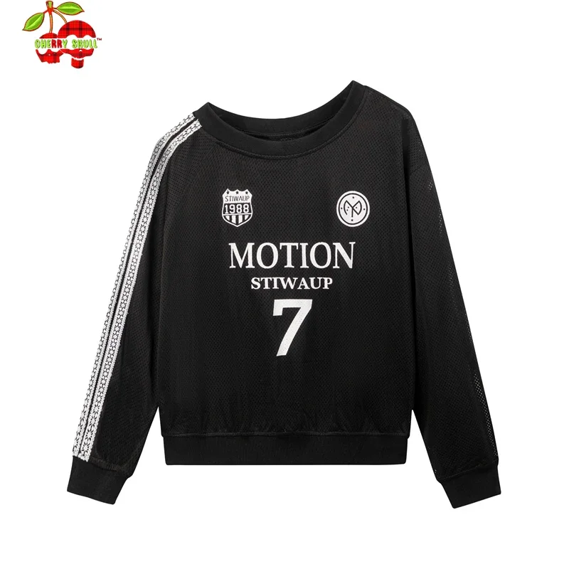 Short Sweatshirts for Women Short Cropped Sweatshirt Y2k Girls Female Hip Hop Loose O-Neck Letter Printed Pullovers Branded Tops