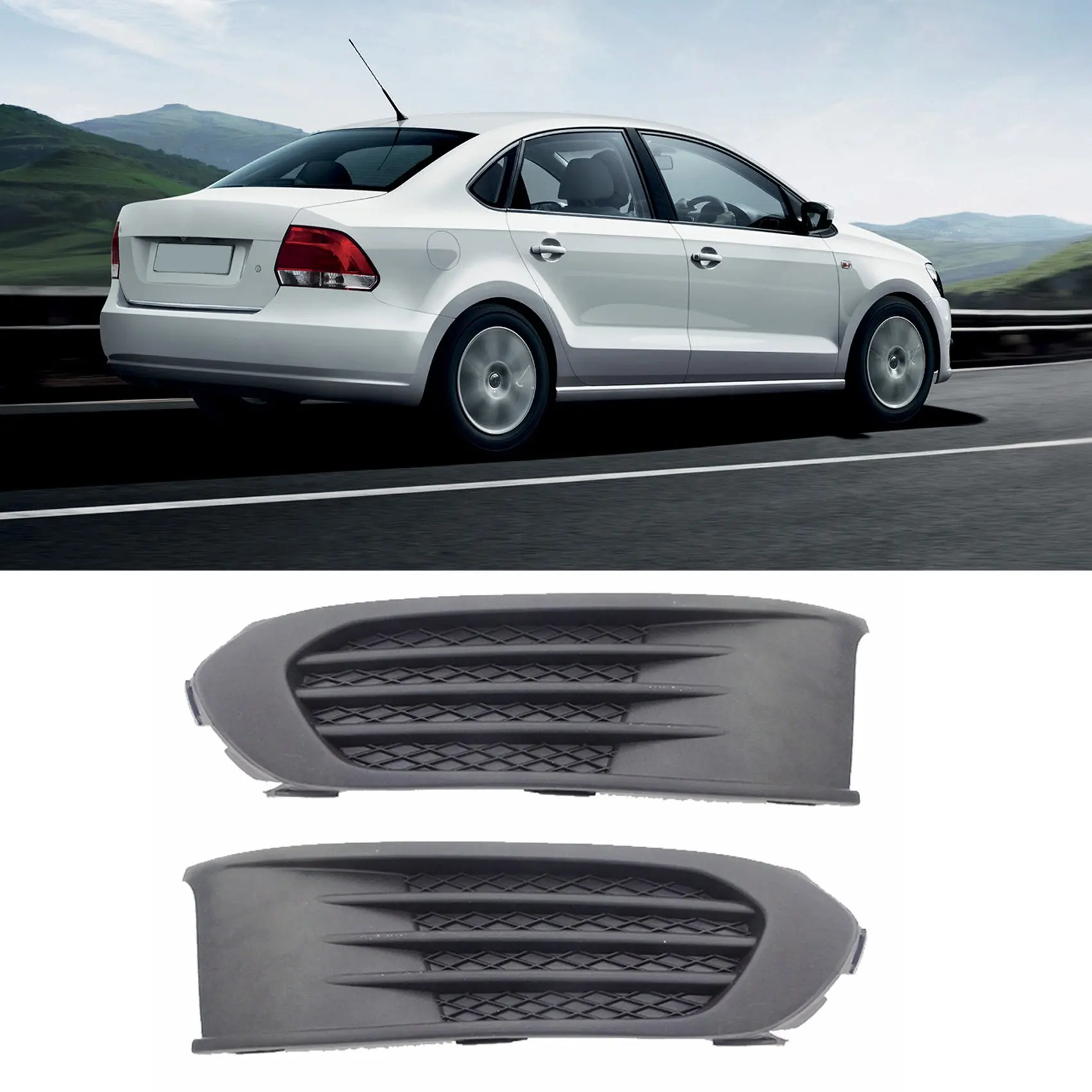 Front Bumper Fog Lamp Grille Fog Light Cover For-POLO SEDAN VENTO 2009-2013 6RU 853 665C 6RU 853