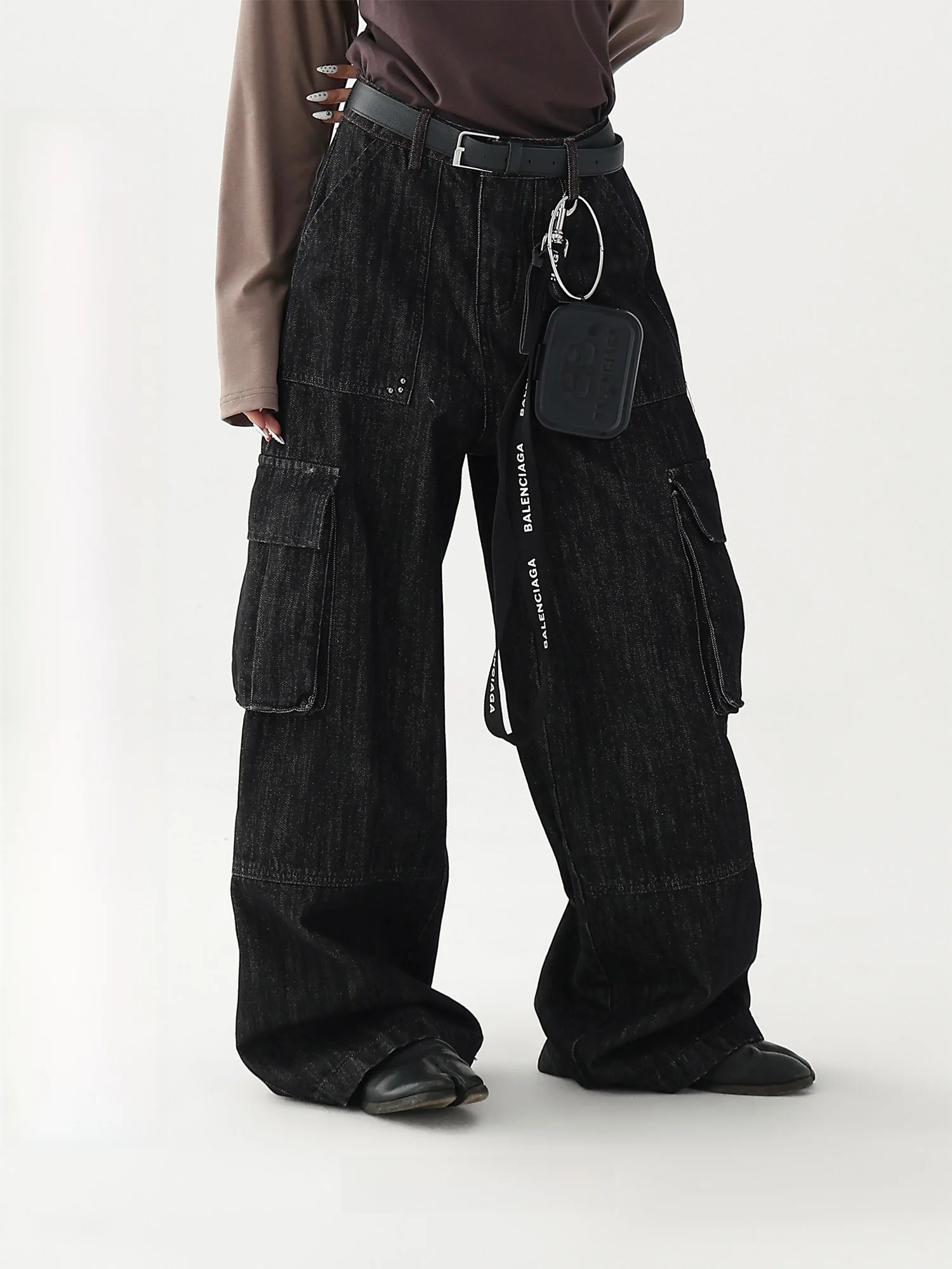 

Джинсы AceStudios в американском ретро-стиле, женские, свободные, прямого кроя, с вырезами, стильные и модные, в уличном стиле.