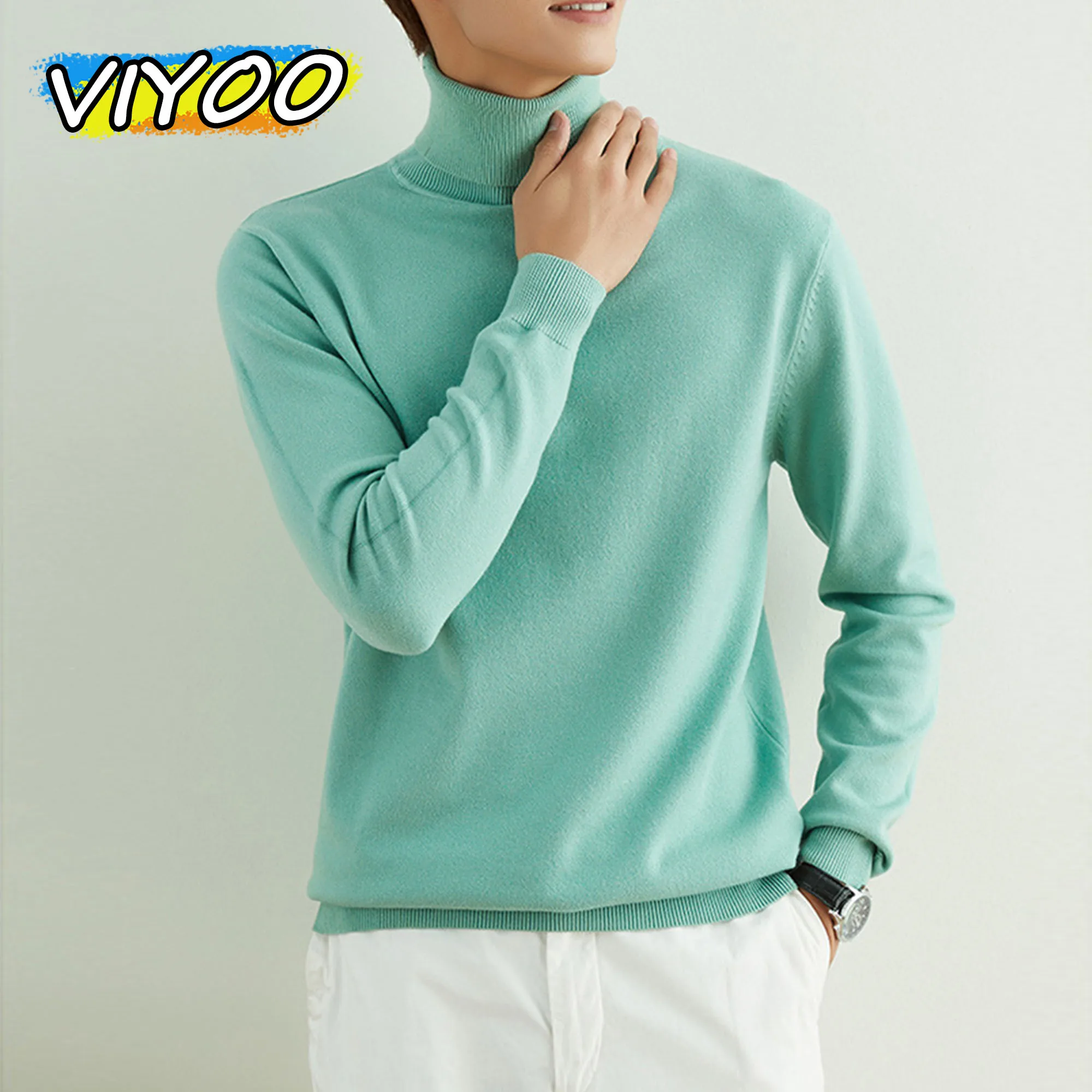 Men's Women's Autumn Winter Clothes Long Sleeve T-Shirts Tops Blouse Knit Turtleneck Sweater For Women Undershirts