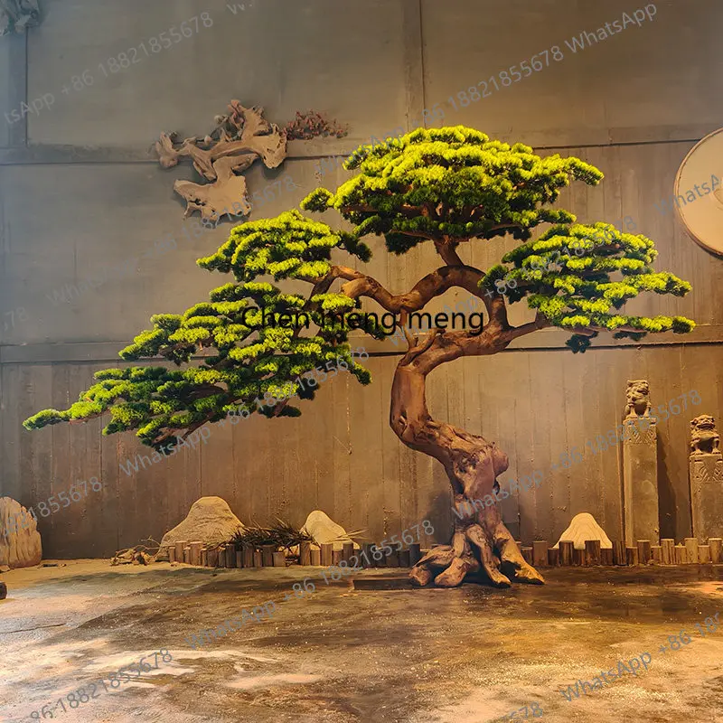 New Chinese style simulated welcome pine tree landscape dry landscape false tree indoor dry scene green plant pine tree