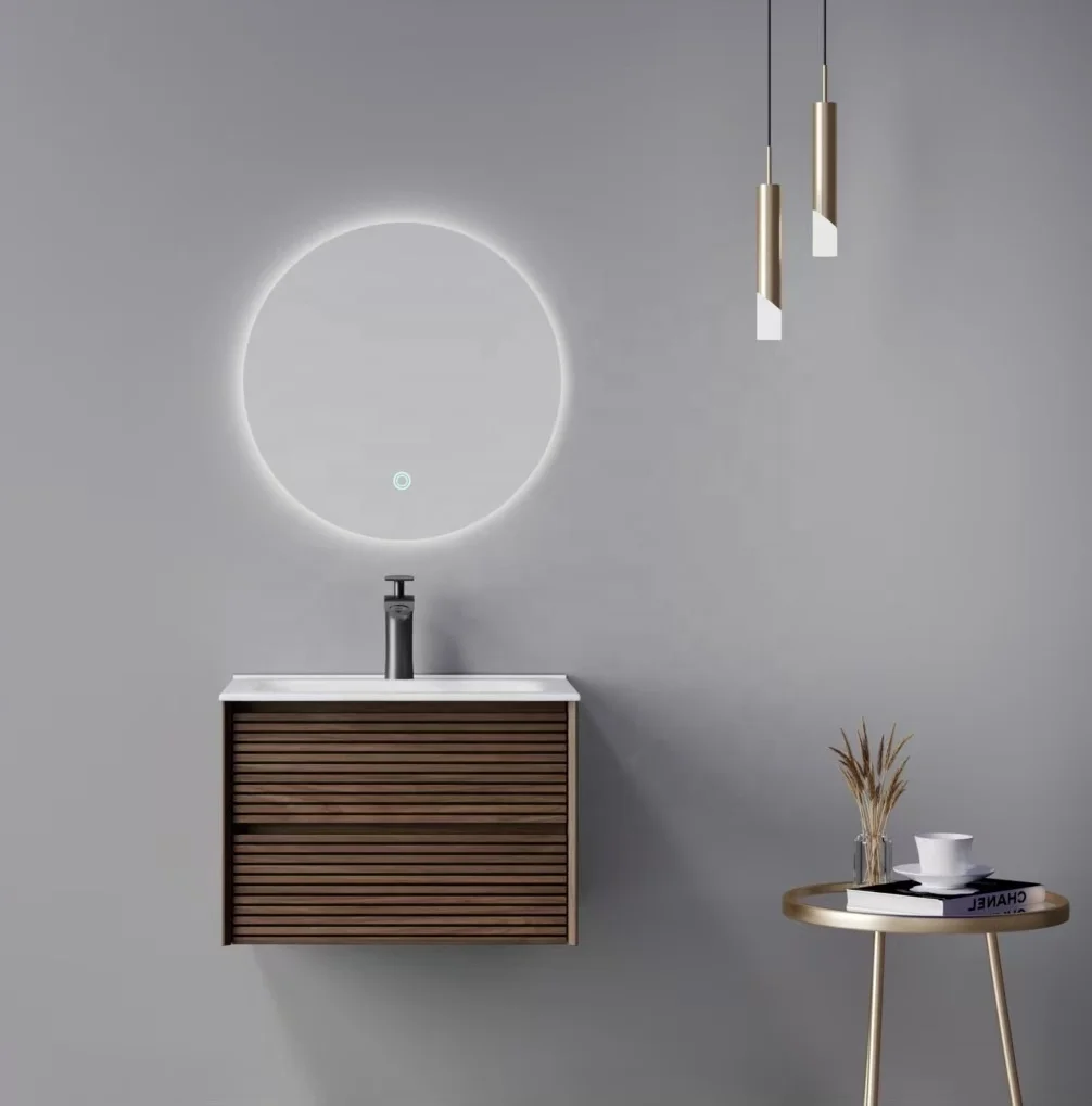 Bathroom Cabinet60cm Medium Edge Wash Basin Sink Solid Wood Bathroom Cabinet Vanity Set With Mirror For Rest Room Decoration