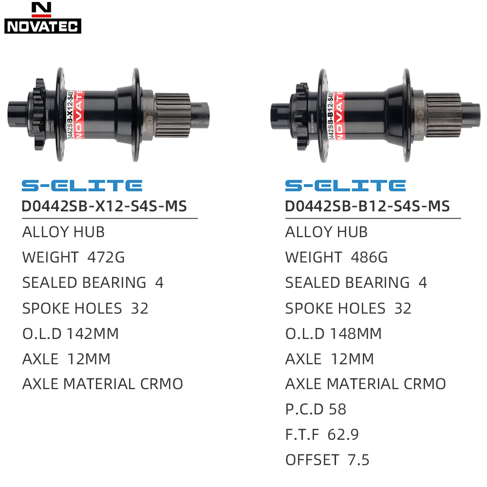 NOVATEC MTB Rear Hub HG XD MS Cube 72 Clicks Mountain Bicycle THRU Hubs 32 Holes 7 8 9 10 11 12 Speed Bike Hubs for Shimano - view 4