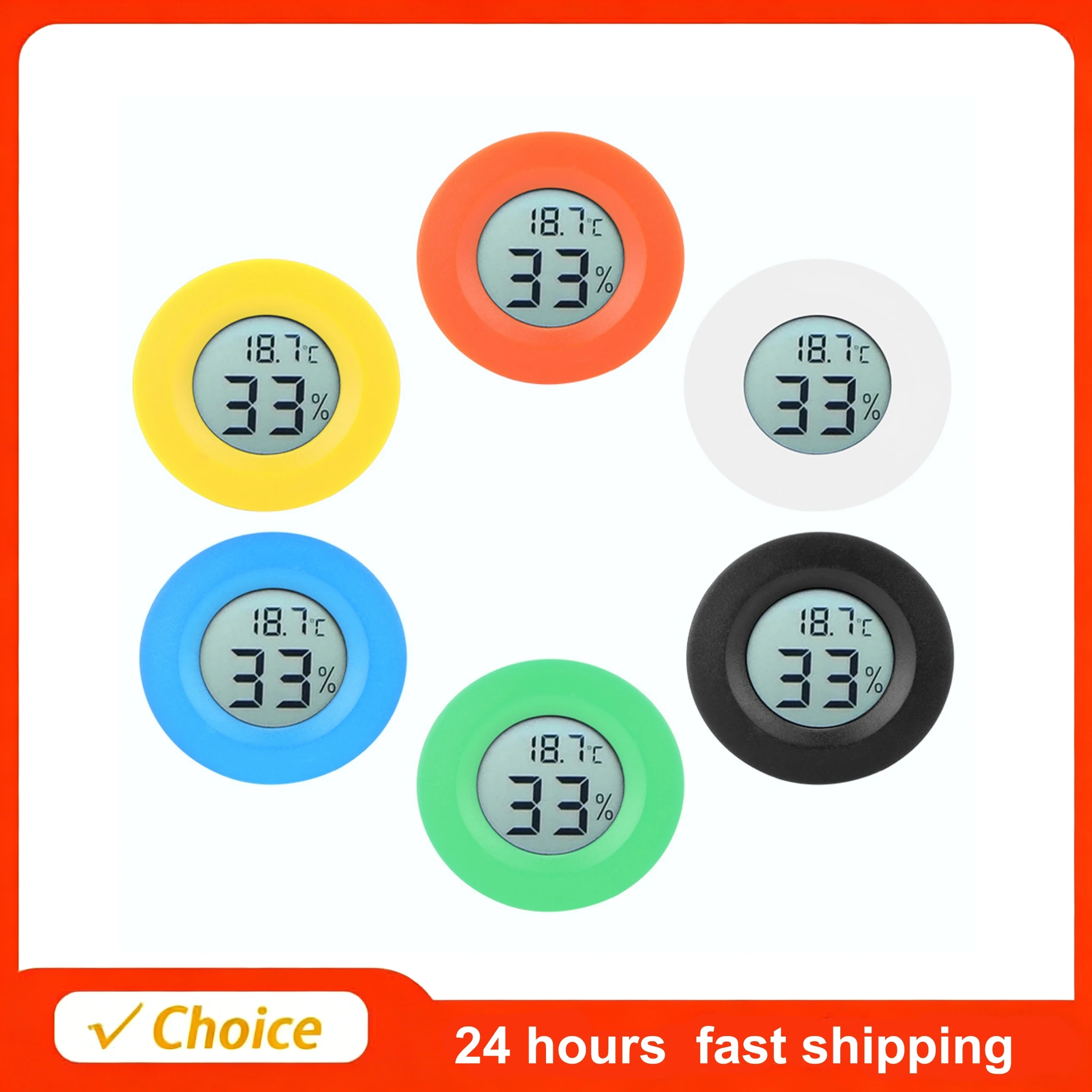 LCD Thermometer Hygrometer Mini Circular Embedded Humidity Temperature Meter Indoor for Refrigerated Cabinets Display Cabinets