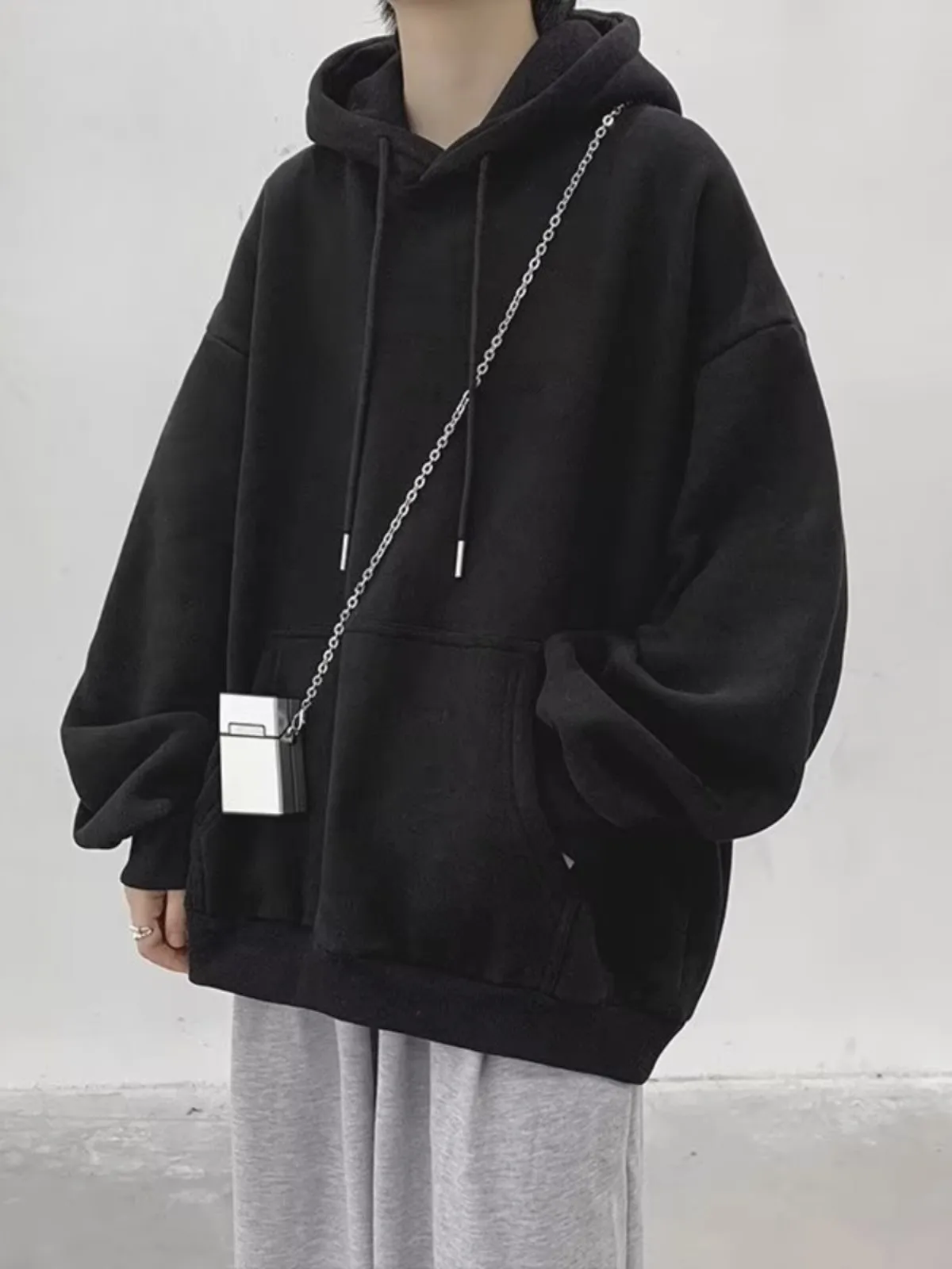 남성 후드티 가을 겨울 트렌디 브랜드 루즈핏 큰 사이즈 고급스러운 미국식 빈티지 기모 내구성 후드티 후드 스웨트셔츠 후드티