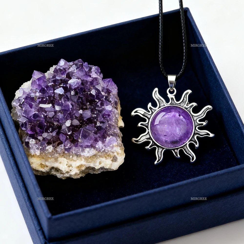 2pcs Handmade Amethyst Pendant Necklace (with Natural Amethyst Clusters), A Gift for Crystal Enthusiasts and Special Occasions