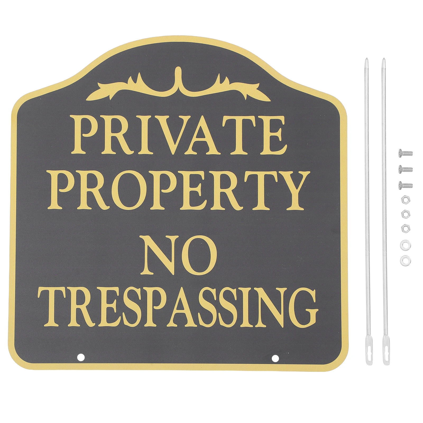 

Outdoor No Trespassing Sign with Stake Private Property Metal Security Warning Yard Garden Fence Decor Weather Resistant
