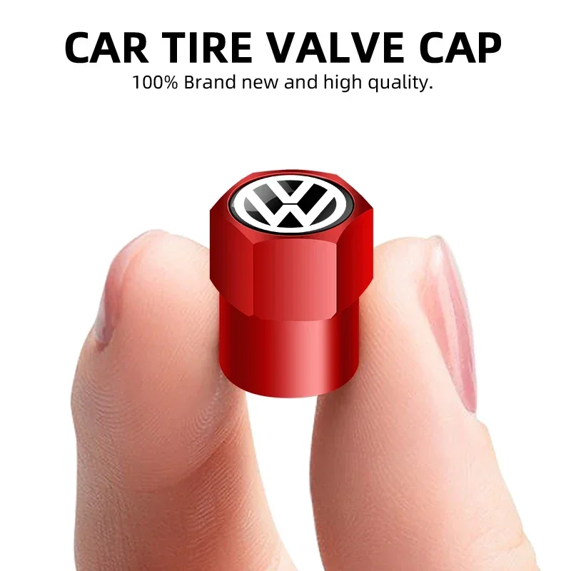 Car Tire Stem Valve Caps Aluminium Car Dustproof Caps Tire Wheel Stem Air Valve Caps For Volkswagen VW GOLF Polo Tiguan PASSAT