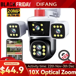 DIFANG 10K 20MP WiFi Security Camera Outdoor Three Screen 360° PTZ View Surveillance CCTV Camera IPC360 Home