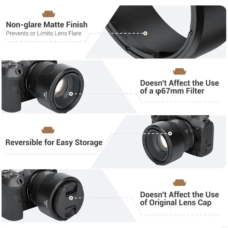 Q6PA Camera Lens Shade with Reverse Storage Form for 73BII Travel Photo Use