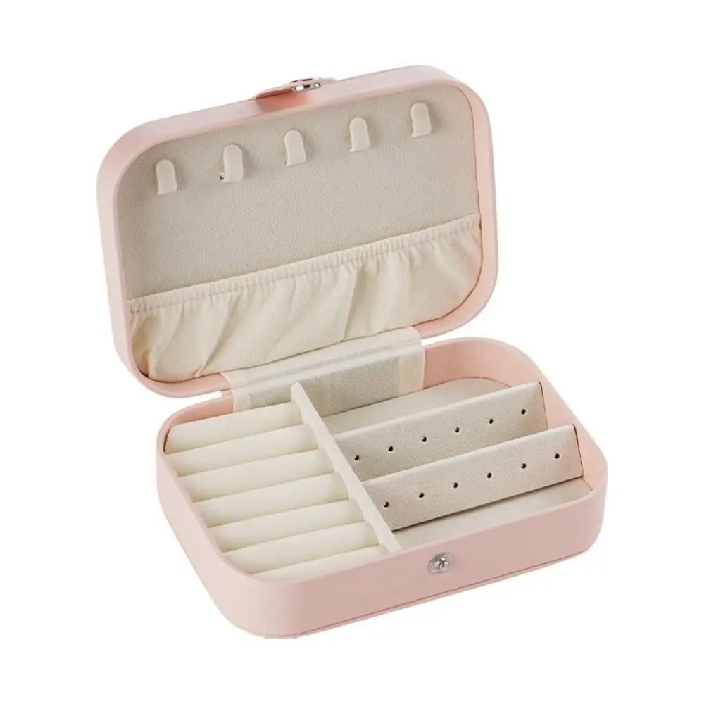 Pu レザージュエリーボックス防水ジッパージュエリーディスプレイケース長方形大容量ジュエリーオーガナイザーネックレスイヤリングリング