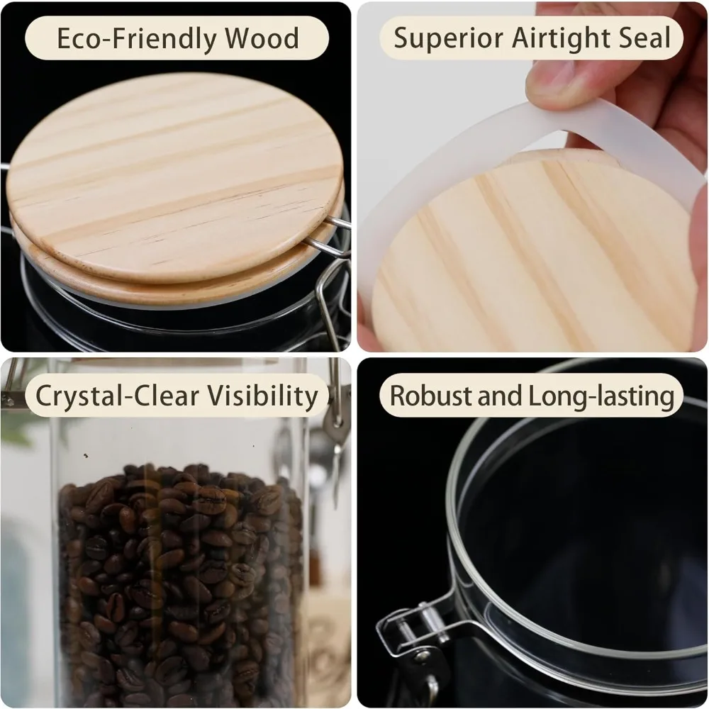 

Наборы мебели - Набор стеклянных банок для кофе с герметичной крышкой, 3-х предметный набор для хранения кофе с ложкой и держателем для фильтра