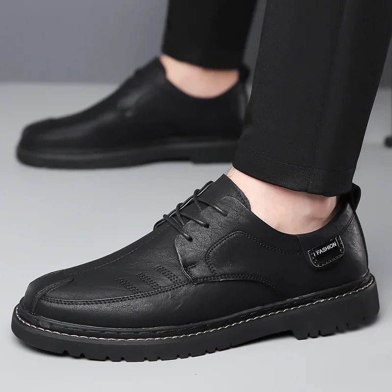 Mocasines de cuero de negocios para hombre, zapatos cómodos informales transpirables, zapatillas de vestir masculinas