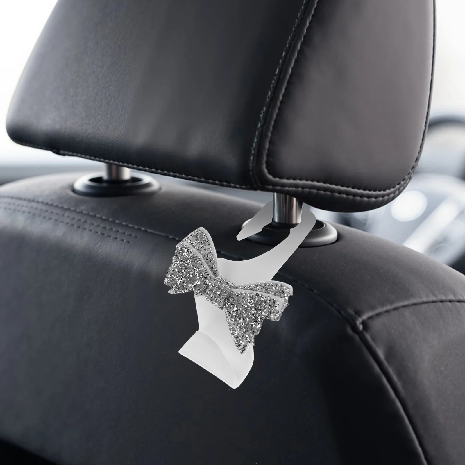 

2pcs Bling Car Organizer Rhinestone Seat Hooks Universal Storage For Backseat Handbag Bottle Holder Automotive Interior